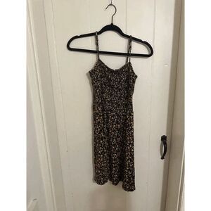 GARAGE Black Floral Print Smocked Camisole Dress